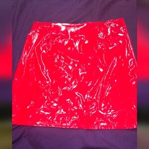 Fashion Nova Faux Patent Leather Red Skirt Size L